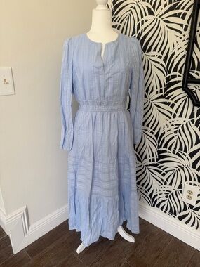 NWT Light Blue Long Sleeve Tiered Maxi Dress